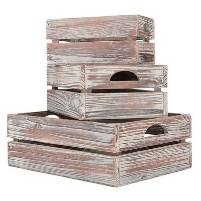 Europa Características regionais Home Deco Incompleto Caixas de madeira de pinho sólido 3-Pack para vinho