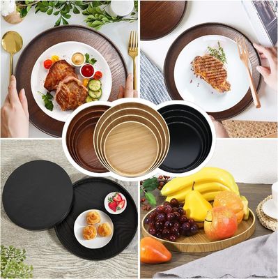 Taça de serviço redonda de madeira de cor simples de 9,5 polegadas Perfeito para decoração doméstica ou mesa de café