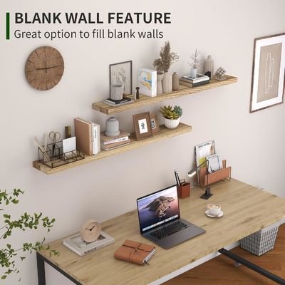 48 polegadas de prateleira de parede Conjunto de 2 prateleiras de madeira rústica para armazenamento de parede no banheiro