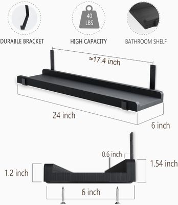 Prateleira de madeira multifuncional montada na parede com suporte metálico