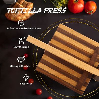 10 polegadas quadradas de madeira pressão de farinha de tortilla para Taco caseiro e mais logotipo personalizado aceitável