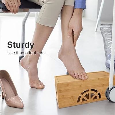 Embalagem de madeira magnética grande pequena organizador de cabo de bambu caixa de gestão de cabo para casa