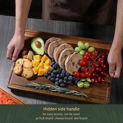 17x12 12x10 12x7 polegadas de espessura de madeira tabuleiro de corte conjunto de 3 com alças e sulco de suco