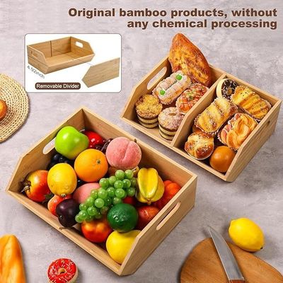 Ambiental 2 Conjunto de recipientes de armazenamento de bambu Organizadores para organização de balcão de cozinha