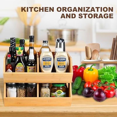 Ambiental 2 Conjunto de recipientes de armazenamento de bambu Organizadores para organização de balcão de cozinha