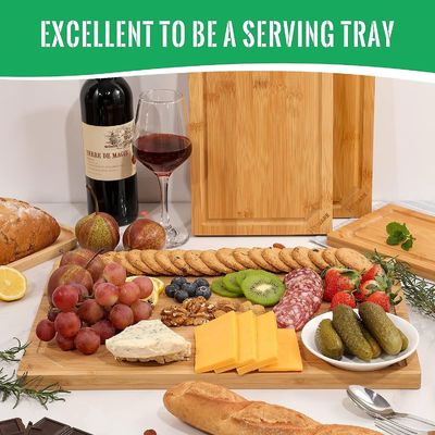 Tabela de corte pré-engrasada de bambu orgânico de 18x12 polegadas com sulco extra grande