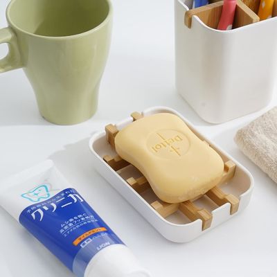 Detentor de sabão de bambu branco auto-seca para casa chuveiro e banheiro Eco-friendly