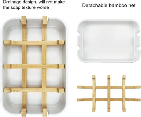 Detentor de sabão de bambu branco auto-seca para casa chuveiro e banheiro Eco-friendly