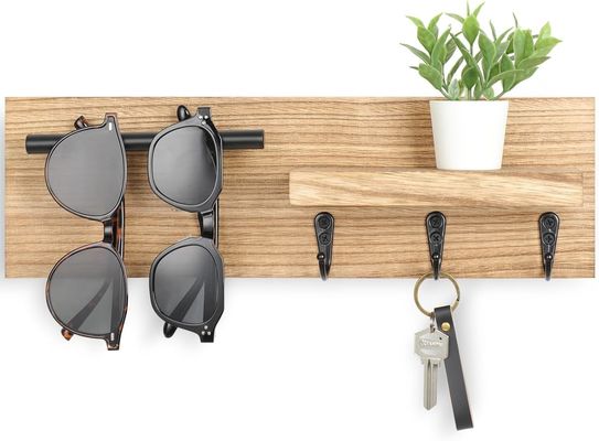 Cadeira de chave de madeira multifuncional com prateleira e ganchos