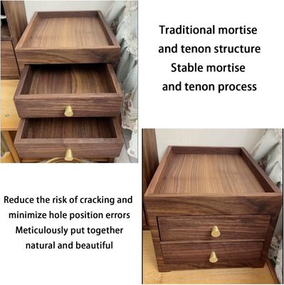 Caixa de armazenamento de escritório de madeira impressa com tela de seda com camadas duplas, gavetas e muito mais