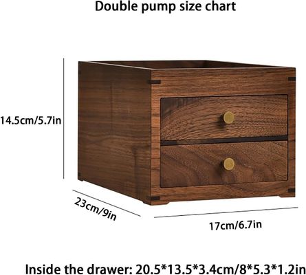 Caixa de armazenamento de escritório de madeira impressa com tela de seda com camadas duplas, gavetas e muito mais