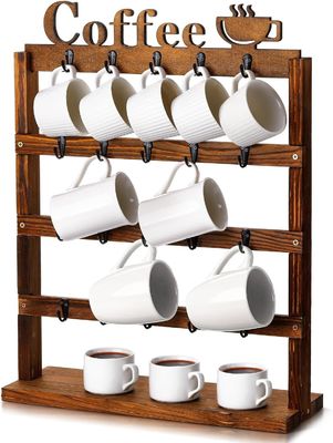 Copo de café de madeira rustic Vintage Rack de armazenamento de 4 camadas