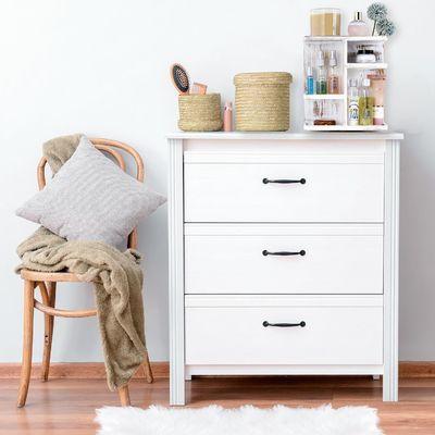 Organizador de maquiagem rotativo para cosméticos e cuidados com a pele em madeira branca rústica personalizada