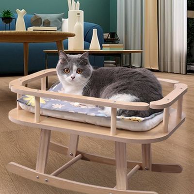 Cama de gato e cachorro de madeira portavel Cama elevada para animais de estimação Swing Chair para relaxar