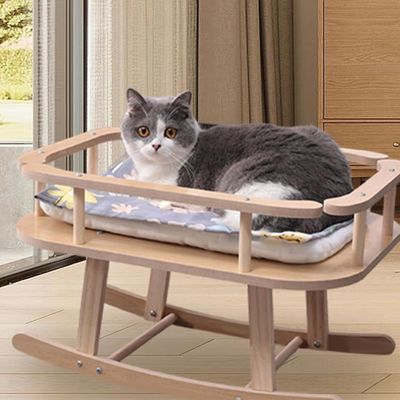 Cama de gato e cachorro de madeira portavel Cama elevada para animais de estimação Swing Chair para relaxar