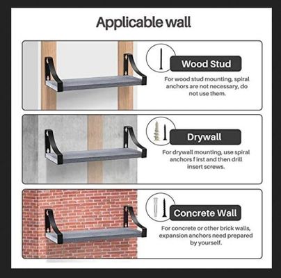 Prateleiras flutuantes de madeira rústicas de casa de fazenda Conjunto de 3 para armazenamento de sala de jantar até 55 lbs