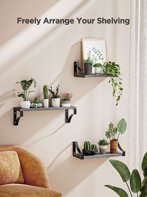 Prateleiras flutuantes de madeira rústicas de casa de fazenda Conjunto de 3 para armazenamento de sala de jantar até 55 lbs