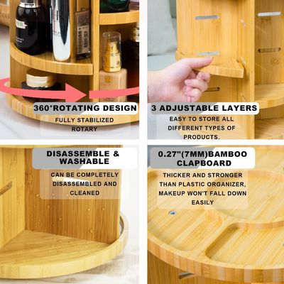 Adjustable Vanity Makeup Holder Rack Cosméticos de armazenamento Display Box com logotipo personalizado aceitável