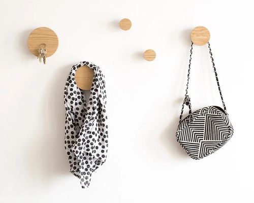 Porta-chave magnética de madeira de charme rústico para parede Oak Hook Organizador de entrada rústico