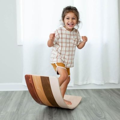 Logotipo personalizado Wood Wobble Board Set de 2 para adultos em ginásio e surf Montessori jogo