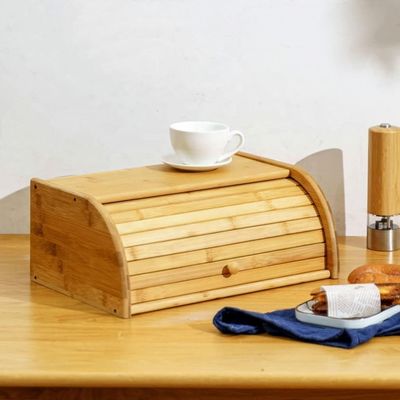 Porta-pão de madeira de bambu, impressos com tela de seda, com tampa dupla