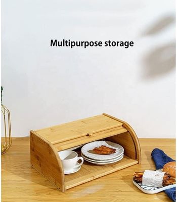 Porta-pão de madeira de bambu, impressos com tela de seda, com tampa dupla