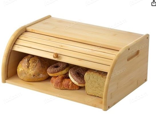 Porta-pão de madeira de bambu, impressos com tela de seda, com tampa dupla