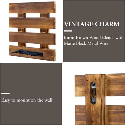 Tamanho customizado Rustico de Madeira Massiva Queimada e Metal Negro