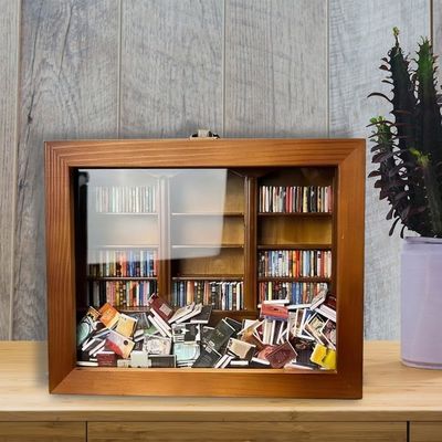 Mini Livro de madeira Caixa de fósforos Exibição Estante de livros Armário Design contemporâneo para decoração residencial