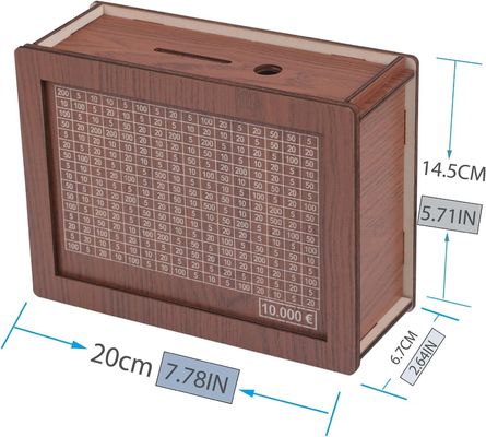 7.87 * 5.71 * 2.64 polegadas Bancos de dinheiro de madeira para adultos Personalizável e durável