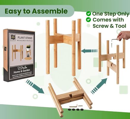 Padrão de planta de madeira de bambu ideal para vasos de flores de 8 e 10 polegadas