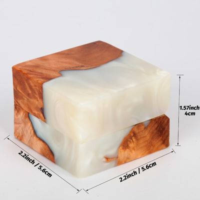 Elegante caixa de anel de madeira de fenda única para pequenas embalagens de jóias vintage feitas à mão