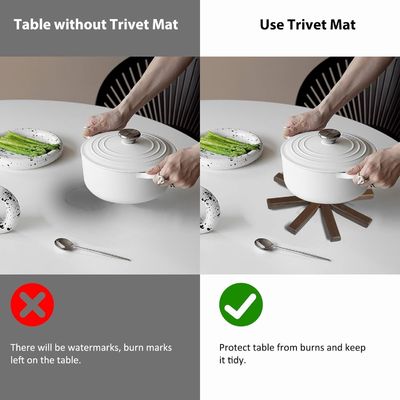 Logotipo personalizado Aceitável Set de Trivet de Alface Preta de Madeira para pratos e panelas quentes