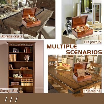 Caixa de armazenamento de madeira maciça de acácia feita à mão com tampa dobrada ideal para embalagens de presentes