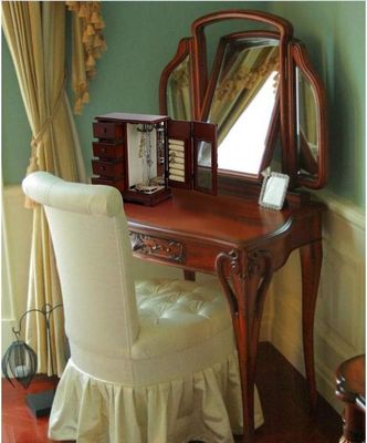 Caixa de jóias de madeira de 4 gavetas para armazenamento de anéis e organização de maquiagem