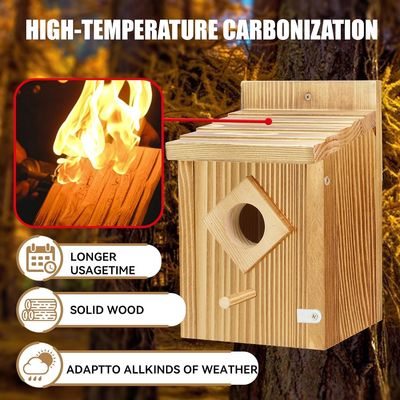 Caixa de nidificação de pássaros azuis com construção de madeira e tratamento de tinta de pulverização à prova d'água