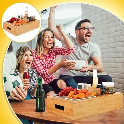 Embalagem de presente Design de tampa removível Copo e suporte de bebida com bandeja de lanches para o meio do sofá