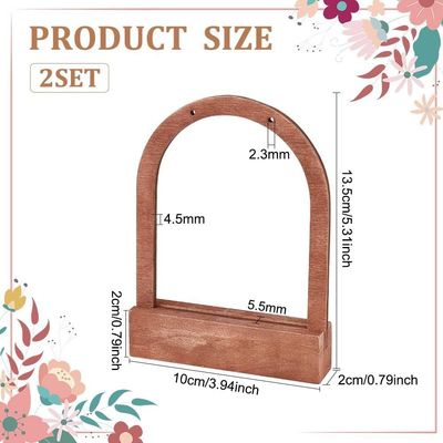 Encomenda personalizada Aceita-se Estand de exibição de brincos em forma de arco de madeira com base de coco