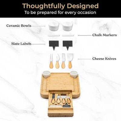 Conjunto personalizado de Quesos de Bambú de cor natural e de facas Conjunto de Chacutería Conjunto de Presentes