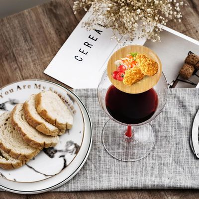 Vaso de vinho de madeira de tabuleiro de charcuterie conjunto de 6 para evitar salpicos de vinho tinto