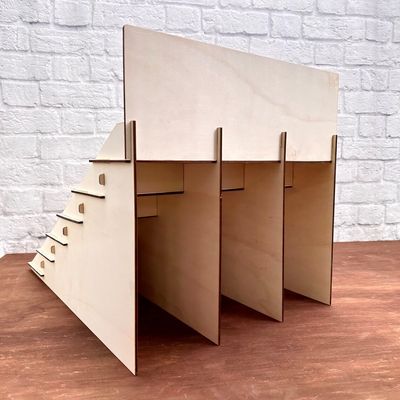 Embalagem de correio Y 4 Tier Stand Prateleira de exibição de madeira para tela de mesa de sobremesa de tamanho personalizado