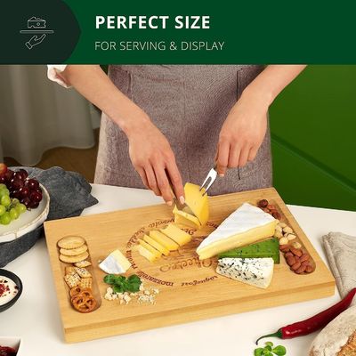 Escolha Personalizado 4 Faca de aço inoxidável Espessa Servidora de madeira de madeira de bambu Chacuterie Board