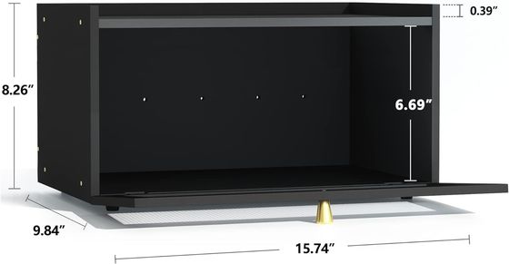 Pacote-presente 2 camadas Grande caixa de pão preto de bambu moderna Caixa de armazenamento de pão de madeira com janela