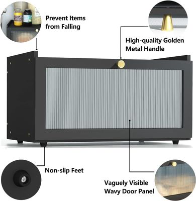 Pacote-presente 2 camadas Grande caixa de pão preto de bambu moderna Caixa de armazenamento de pão de madeira com janela