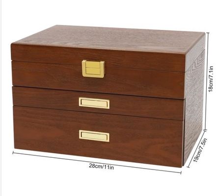 3 camadas feitas à mão Cristal Bloqueio Jóias Organizador Case para brincos Anéis Colar relógio