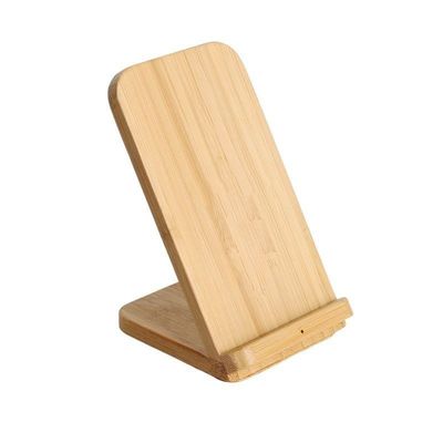 Customização de madeira cor natural de bambu carregamento sem fio 10W telefone suportar com embalagem de correio