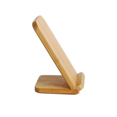 Customização de madeira cor natural de bambu carregamento sem fio 10W telefone suportar com embalagem de correio