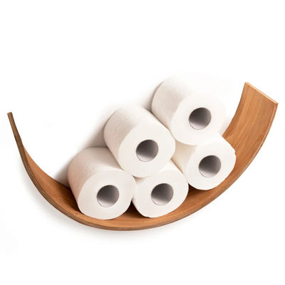 Carregador de papel higiénico Prateleira de madeira WC Roll de carvalho Armazenamento de parede Monte de rolos flutuantes queimando