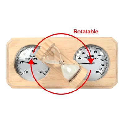 Moderno Design 3 em 1 Sauna de madeira termômetro e higrômetro com 15 minutos Hourglass Sand Timer