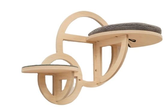 Mobiliário de gato moderno Parede de trepadeira de gato de madeira com escada e serigrafia